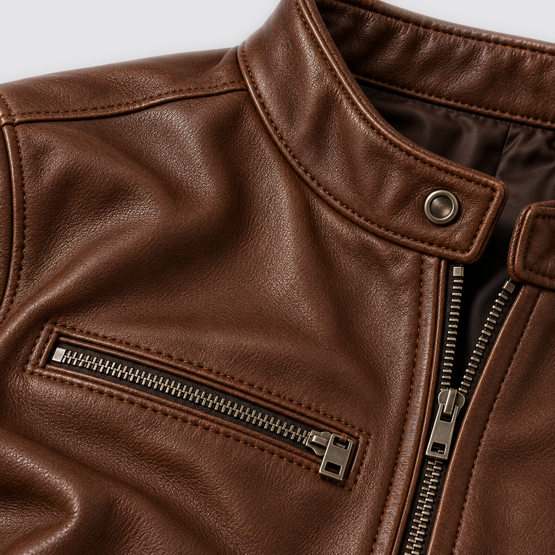 Men's Jacket Leather Look Vintage Four Pocket