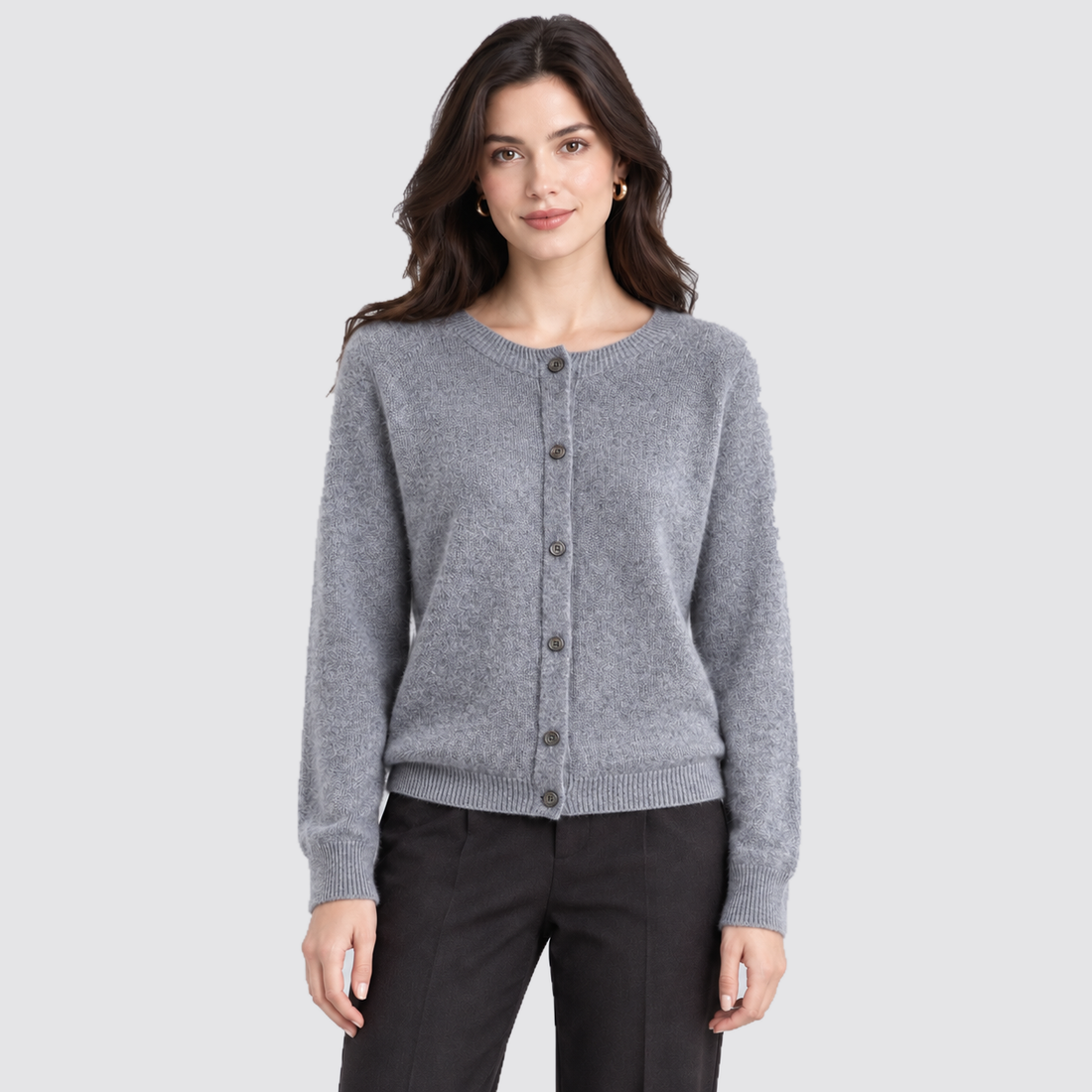 Women's Cardigan Round Neck Button Front Knit