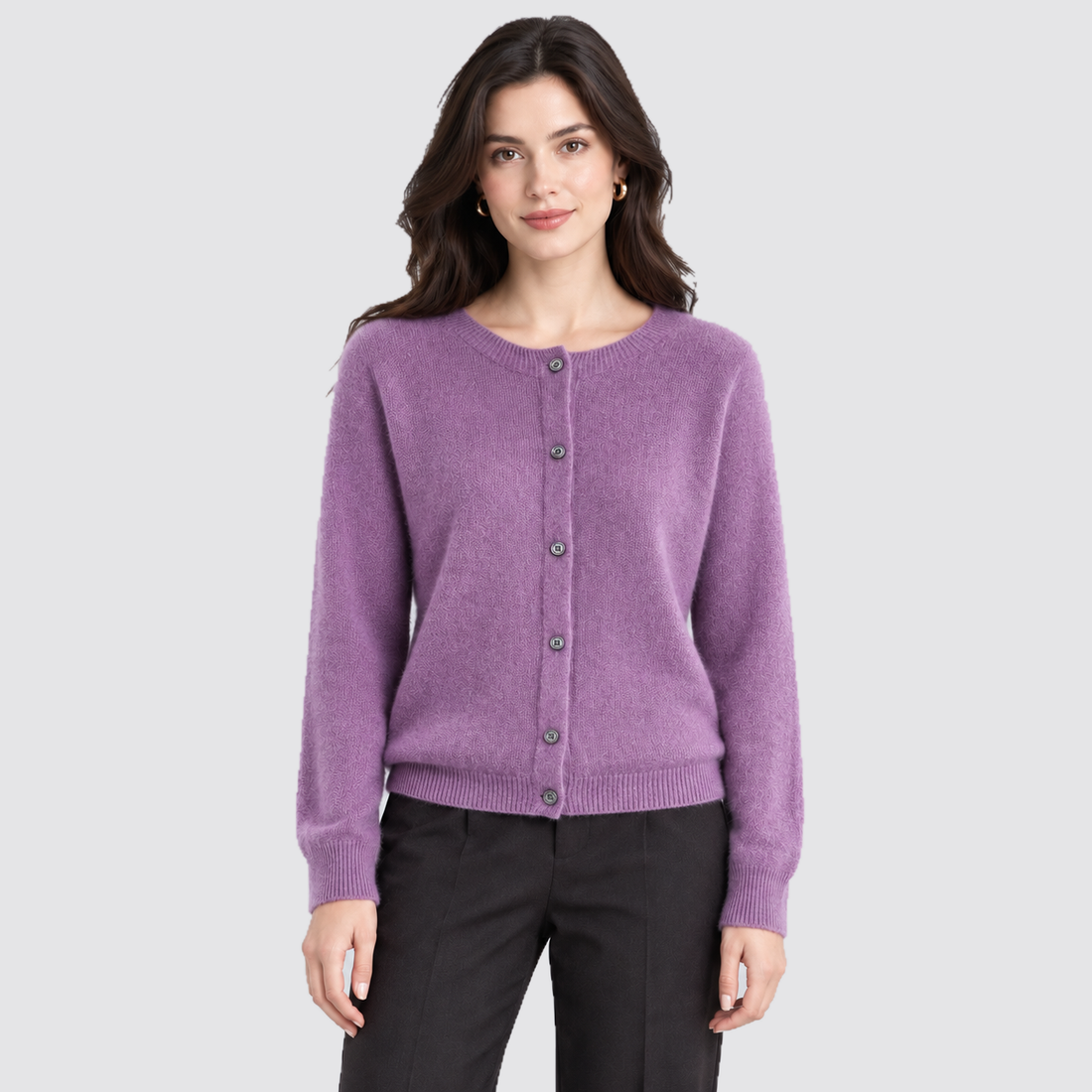 Women's Cardigan Round Neck Button Front Knit