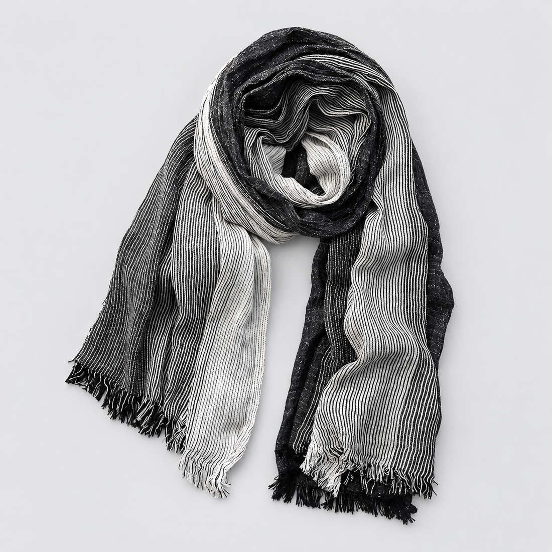 Men's Scarf Crinkle Two Tone Frayed Edge