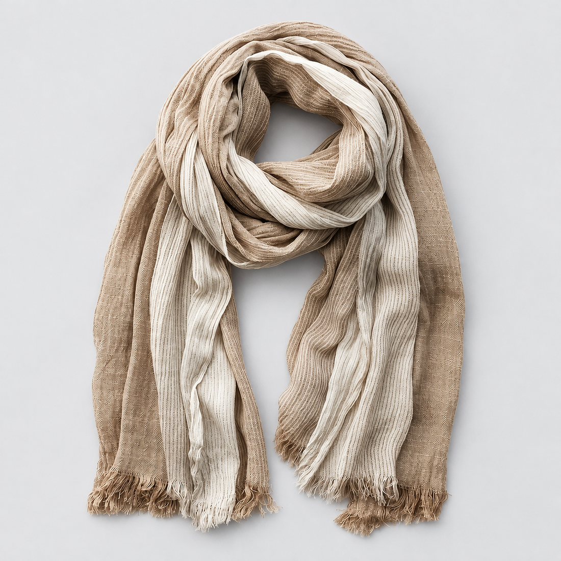 Men's Scarf Crinkle Two Tone Frayed Edge