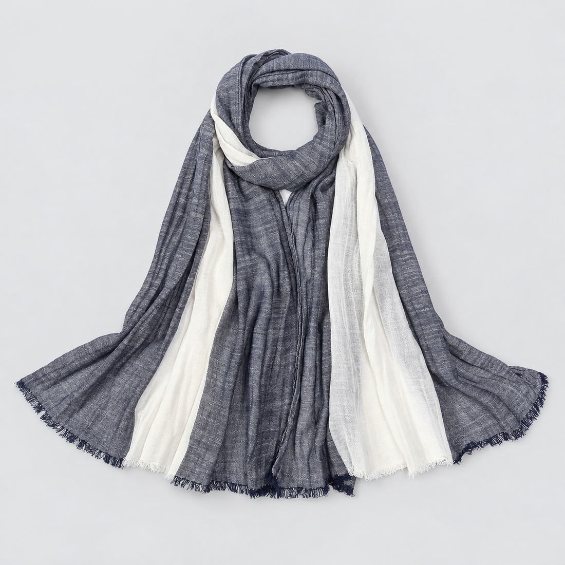 Men's Scarf Crinkle Two Tone Frayed Edge