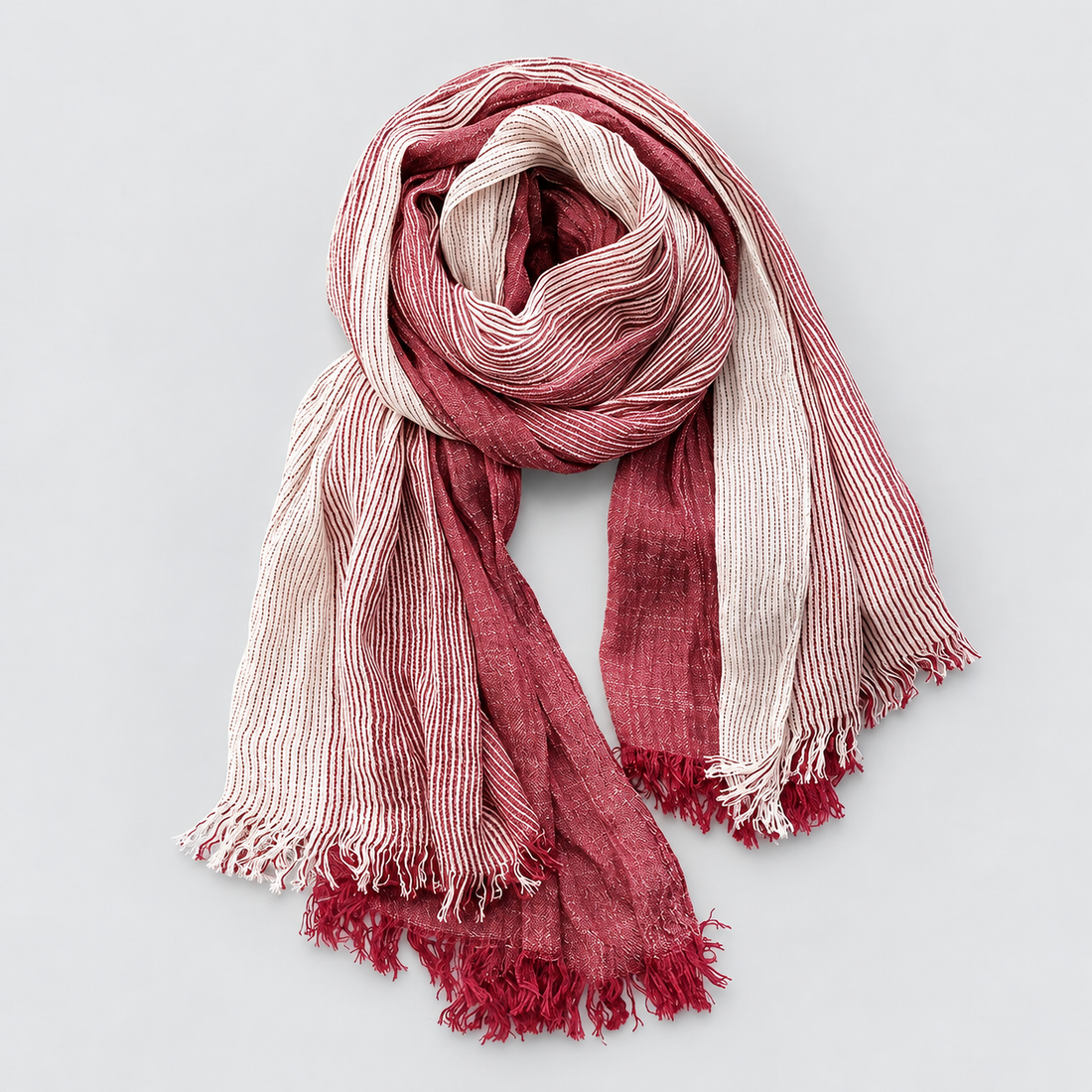 Men's Scarf Crinkle Two Tone Frayed Edge