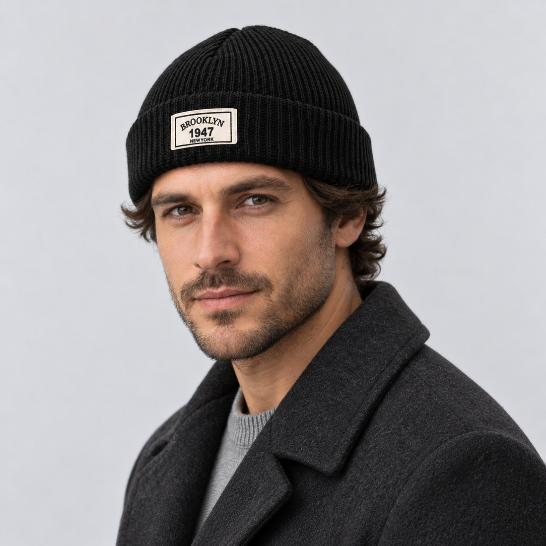 Men's Hat Beanie Short Fisherman Cuffed Knit