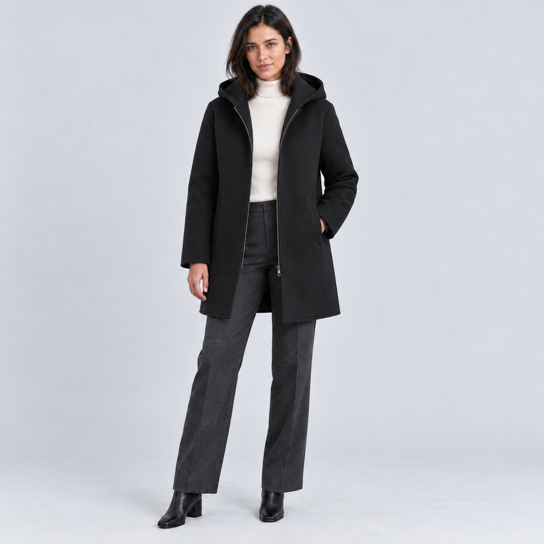 Women's Hooded Coat with Full Zip