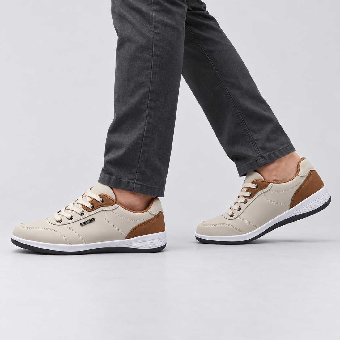 Men's Trainers Lace-Up with Contrast Heel
