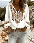 Jocelyn™ | Women's V-Neck Long Sleeve Puff Sleeve Blouse