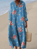 Coralie™ | Women's Blue Long Sleeve Floral Dress