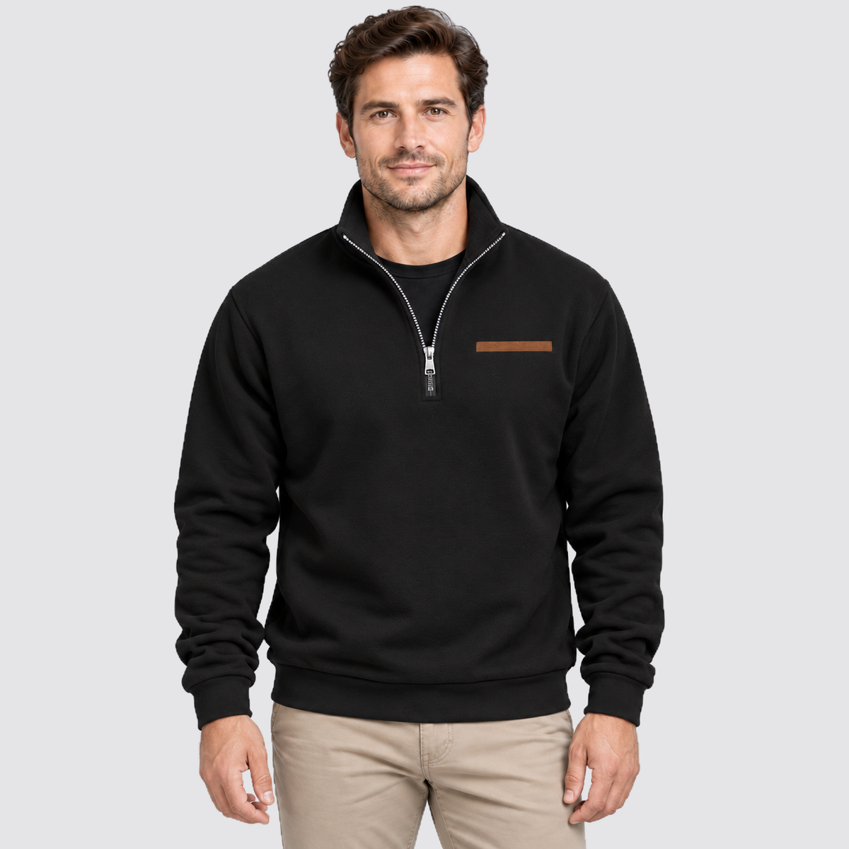Men's Fleece Quarter Zip Sweatshirt Outdoor - Black