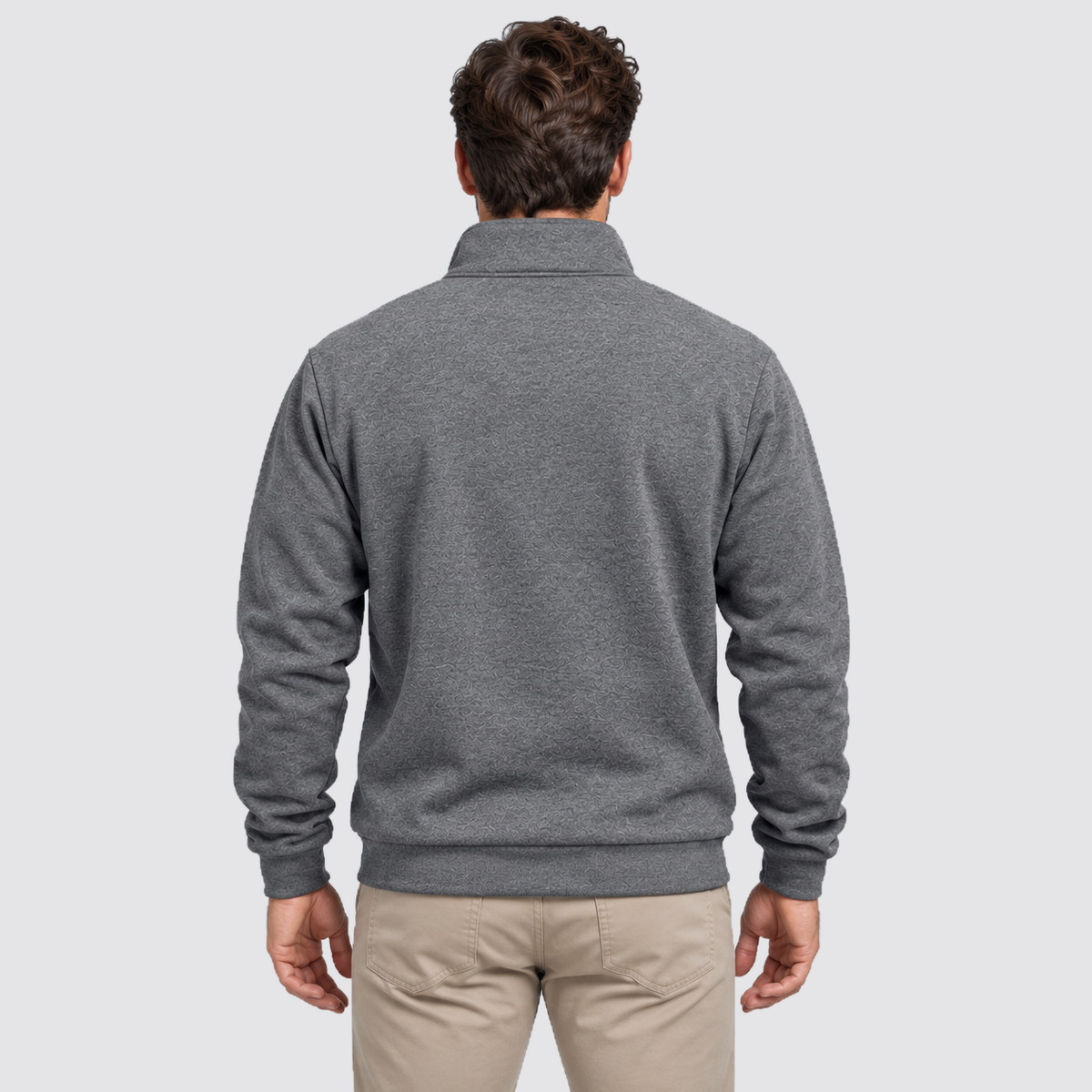 Men's Fleece Quarter Zip Sweatshirt Outdoor - Dark Grey, back