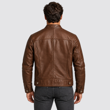 Men's Jacket Leather Look Vintage Four Pocket