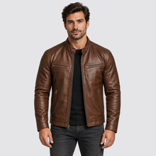 Men's Jacket Leather Look Vintage Four Pocket