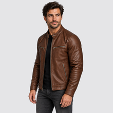 Men's Jacket Leather Look Vintage Four Pocket