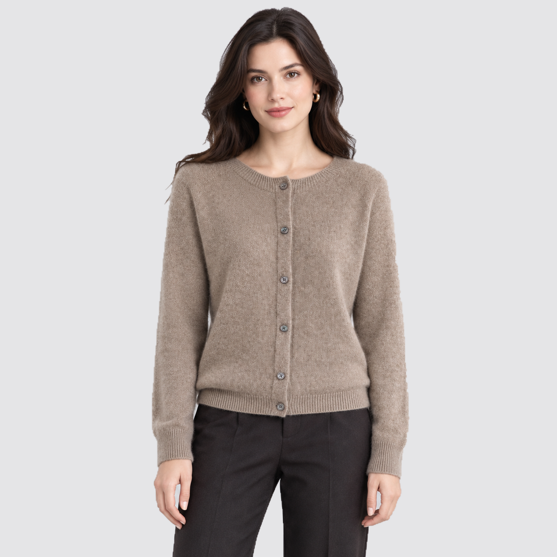 Women's Cardigan Round Neck Button Front Knit
