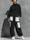 Ruby™ | Women's Black Knit High Neck Oversized Top