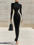 Marisa™ | Women's Knit Turtleneck Long Sleeve Maxi Dress