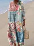 Mabel™ | Women's Patchwork Multicolor Long Sleeve Floral Dress
