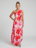 Taya™ One Shoulder Pleated Bodice Midi Dress