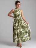 Olivia™ Gathered Waist Abstract Print Midi Dress