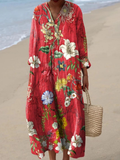 Euphemia™ | Women's Multicolor Long Sleeve Floral Dress