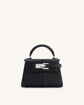 Women's Mini Structured Faux Leather Top Handle Bag with Turn Lock