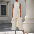 Aurelie™ | Two-Piece Set with Draped Tunic and Wide-Leg Trousers