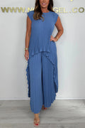 Sherry™ Pleated Midi Top & Wide-Leg Pants Set