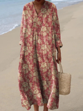 Vera™ | Women's Red Long Sleeve Floral Dress
