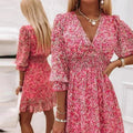 Georgina™ | Women's V-Neck Floral Evening Midi Dress