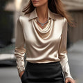 Paola™ | Women's Tailored Satin Long Sleeve Blouse