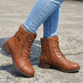 Brigitta™ | Women's Zip Leather Block Heel Ankle Boots
