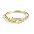 Women's Gold-Tone Wrap Bangle Bracelet with Pavé Stones