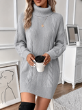 Clarabel™ | Women's Knit Turtleneck Long Sleeve Sweater Mini Dress