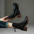 Doriane™ | Women's Leather Block Heel Ankle Boots