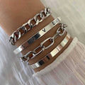 Women's Silver-Tone Bangle and Chain Bracelet Set