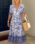 Penelope™ Elegant Floral V-Neck Dress