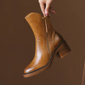 Anouk™ | Women's Leather Chunky Block Heel Ankle Boots