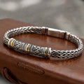 Men's Retro Engraved Woven Chain Bracelet with Box Clasp