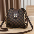 Women's Retro Monogram Print Bucket Bag with Drawstring Top
