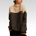 Paulina™ | Women's Herringbone Knit Turtleneck Sweater
