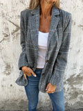 Cecile™ | Women's Button Plaid Blazer