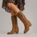 Carmela™ | Women's Zip Western Block Heel Fringe Boots