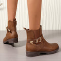 Charlize™ | Women's Light Brown Western Chelsea Block Heel Ankle Boots