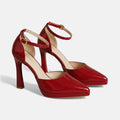 Iona™ | Women's Strap Leather Pointed Toe Block Heel Heels