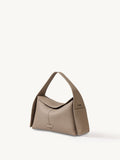 Women's Curved Leather Shoulder Bag with Short Top Handle