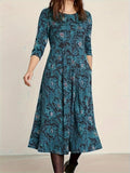 Ellinor™ | Women's Flared Long Sleeve Floral Evening Dress