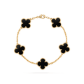 Women's Gold-Plated Four Clover Station Bracelet with Enamel Inlay