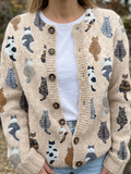 Bramley™ | Feline Motif Knit Cardigan