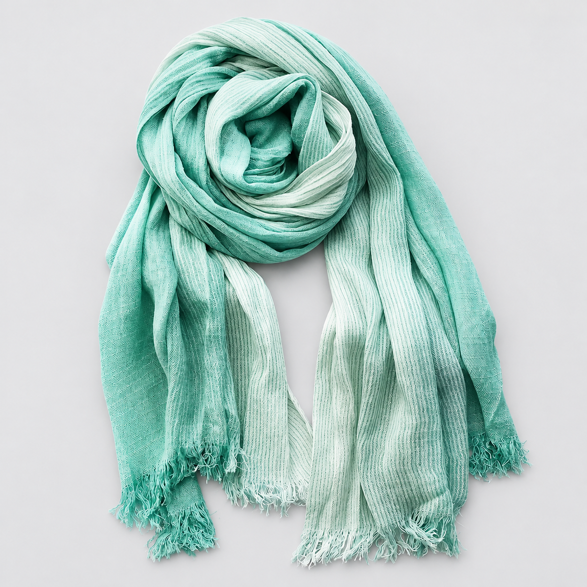 Men's Scarf Crinkle Two Tone Frayed Edge - Dark Green