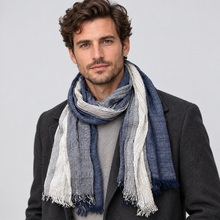 Men's Scarf Crinkle Two Tone Frayed Edge